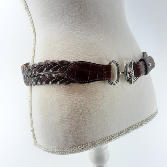 Women's Double Braided Woven Boho Bohemian Brown Medium M - Picture 7 of 9